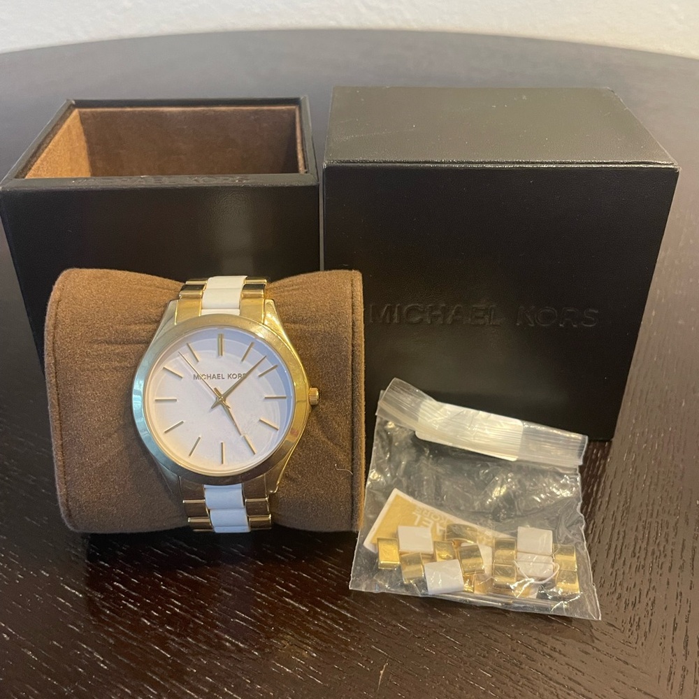 Michael Kors watch. White and gold.